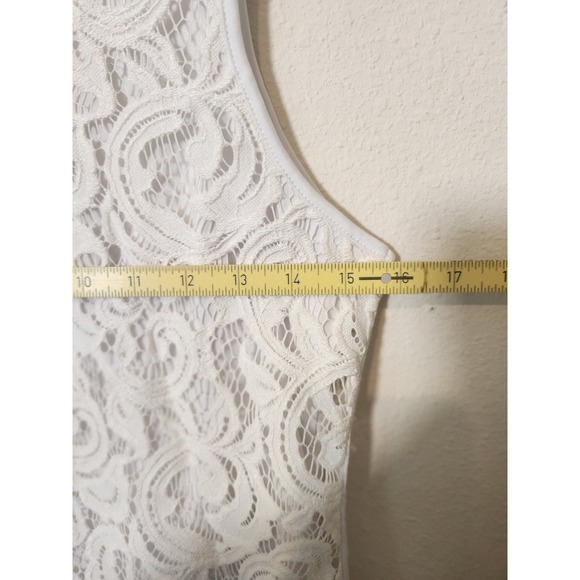 Adrianna Papell Women's Sm White Lace Overlay‎ Sleeveless Blouse Office Shell - Picture 5 of 7